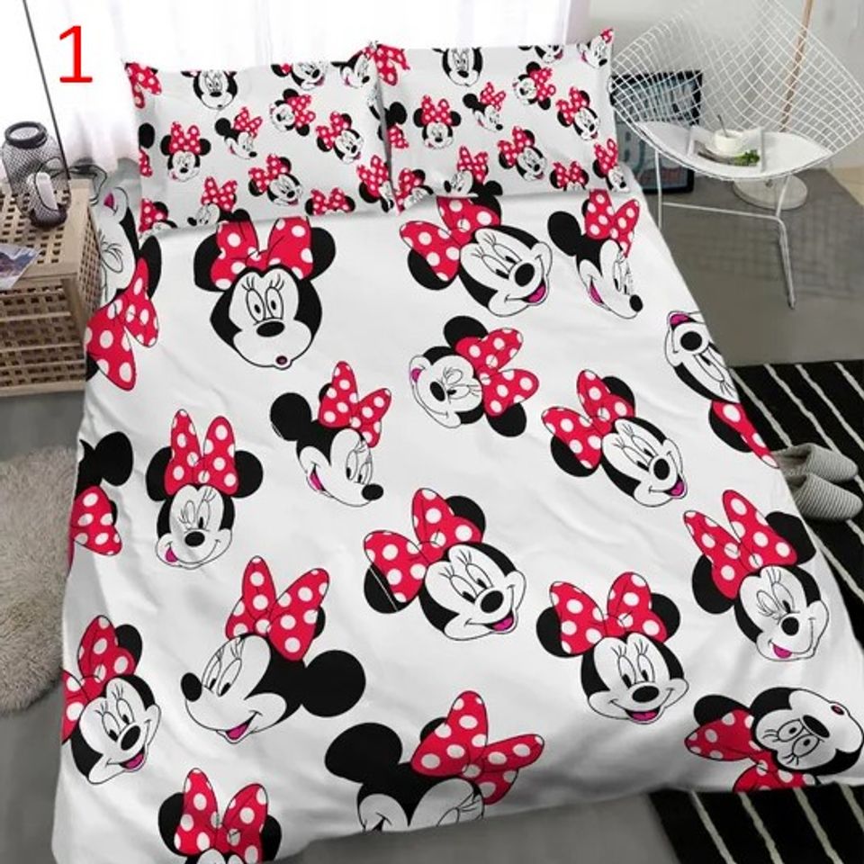 Cute Disney Minnie Mouse Kawaii Bedding Set Mickey Mouse 3D Cartoon
