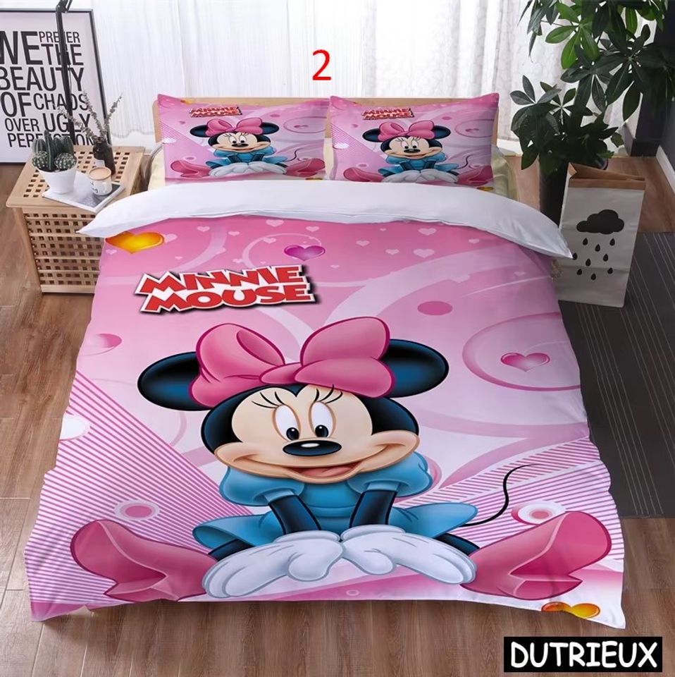 Cute Disney Minnie Mouse Kawaii Bedding Set Mickey Mouse 3D Cartoon