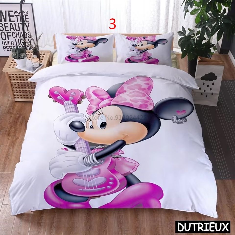 Cute Disney Minnie Mouse Kawaii Bedding Set Mickey Mouse 3D Cartoon