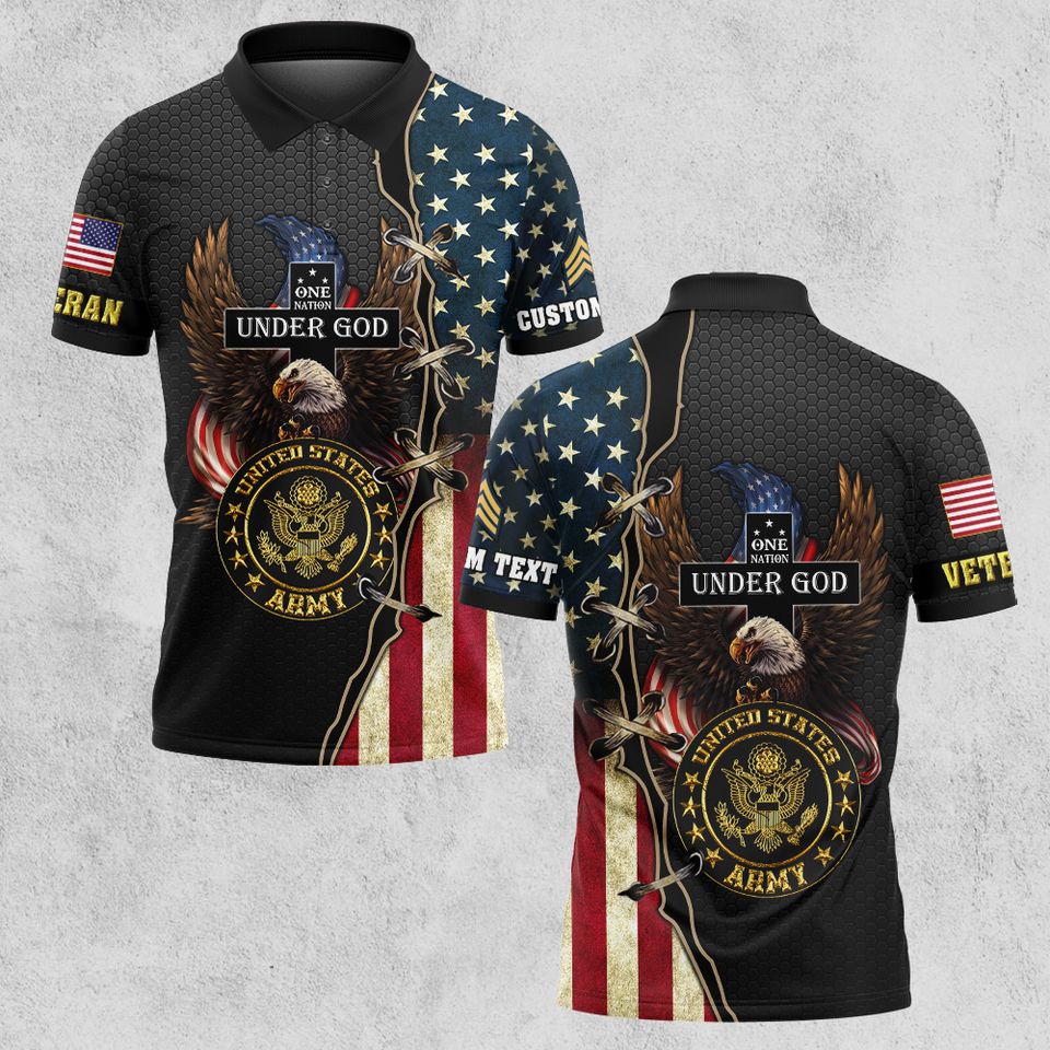 One Nation Under God Customized U.S Veteran Polo Shirts