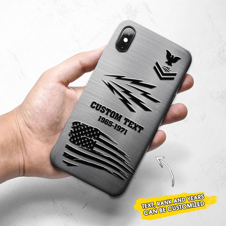 Customized US Navy Ratings Stainless Steel Pattern Phone Case