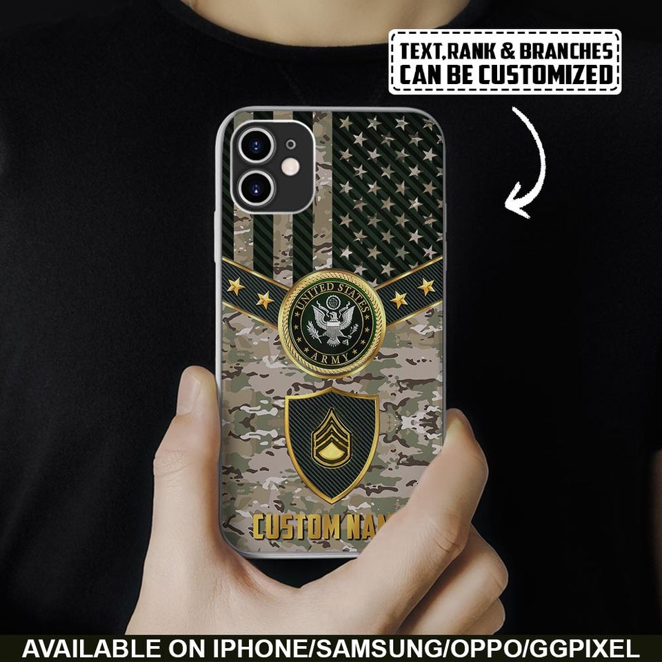 Customized US Veteran Golden Camouflage Phone Case