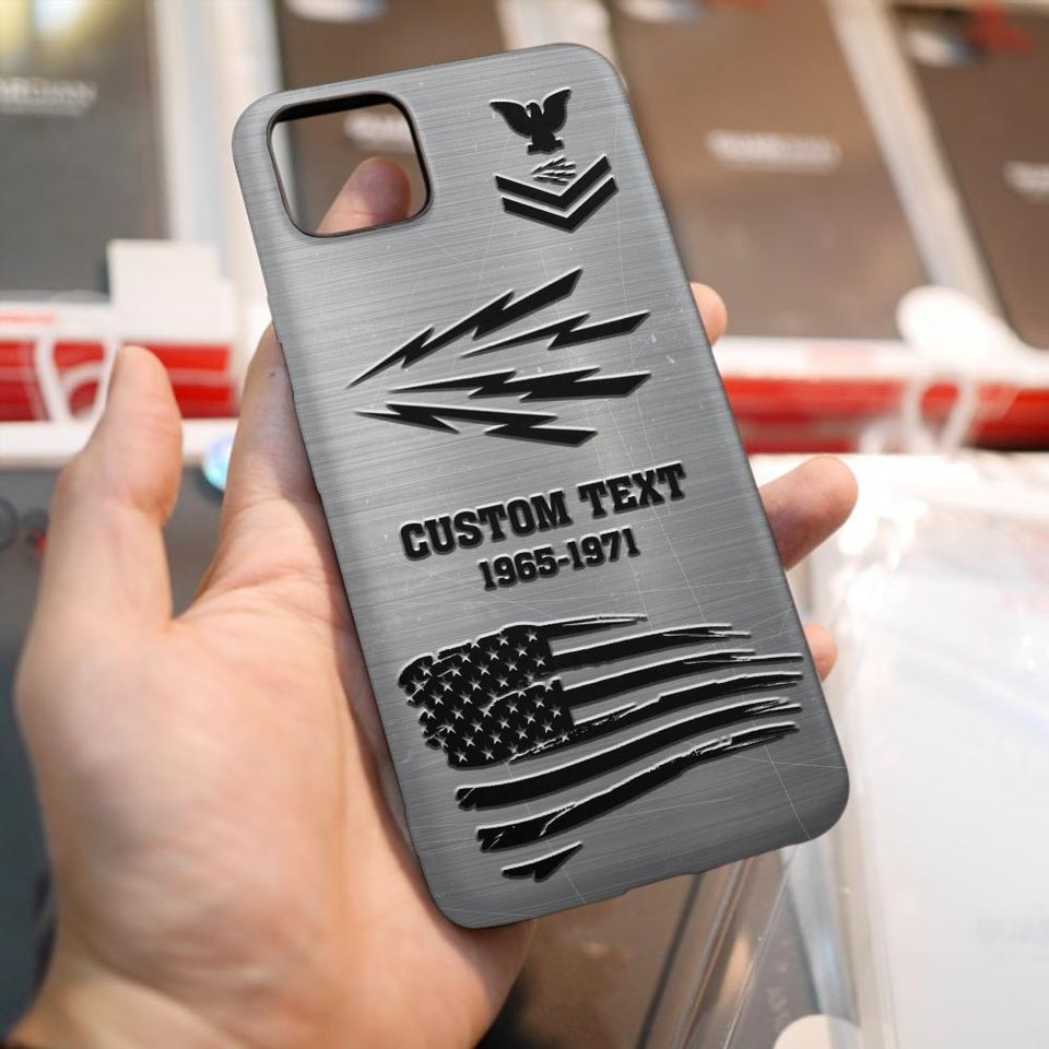 Customized US Navy Ratings Stainless Steel Pattern Phone Case