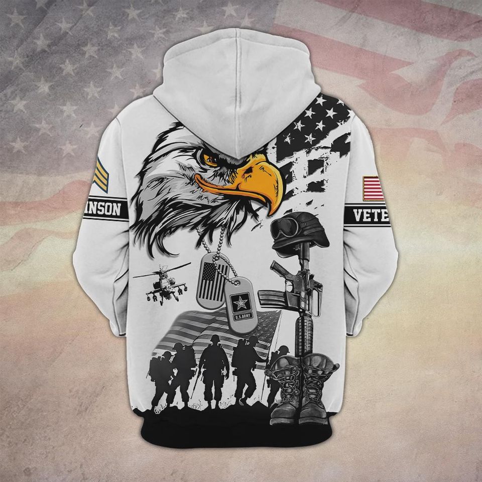 Customized US Veteran Proudly Served 3D Hoodie