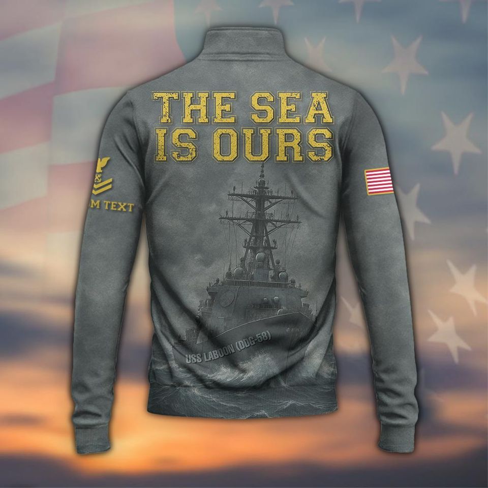 Customized The Sea Is Ours – US Navy Zip Neck Sweater