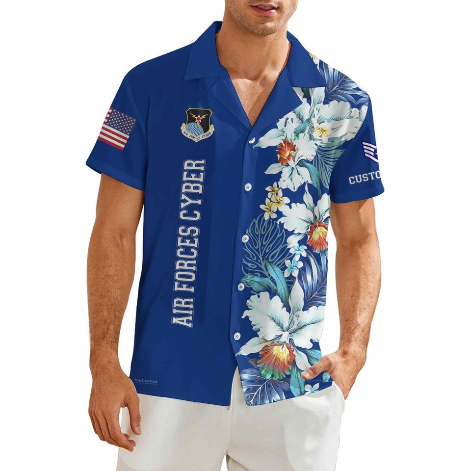 Customized United States USAF Command Hawaiian Short Sleeve Button Shirt