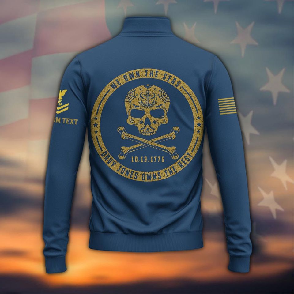 Customized We Own the Seas – US Navy Zip Neck Sweater