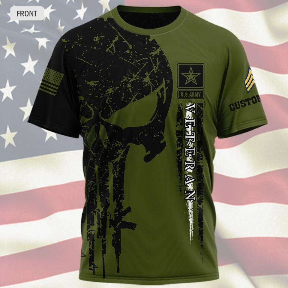 Customized US Veterans Punisher 3D T-Shirt