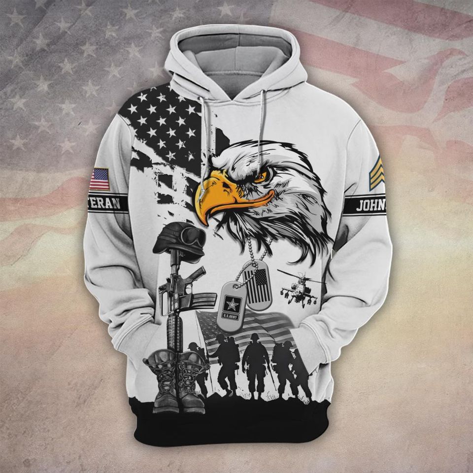 Customized US Veteran Proudly Served 3D Hoodie