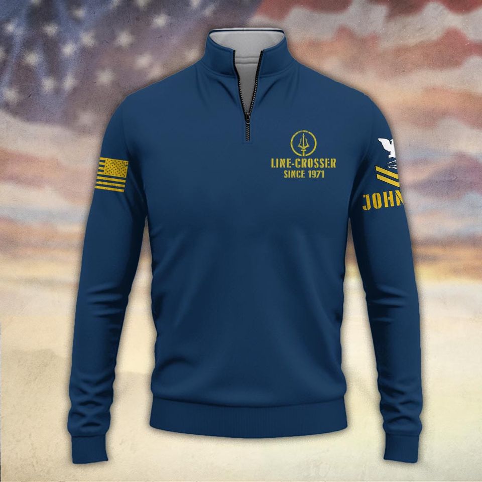 US Navy Shellback Crossing The Line Ancient Order Of The Deep Zip Neck Sweater