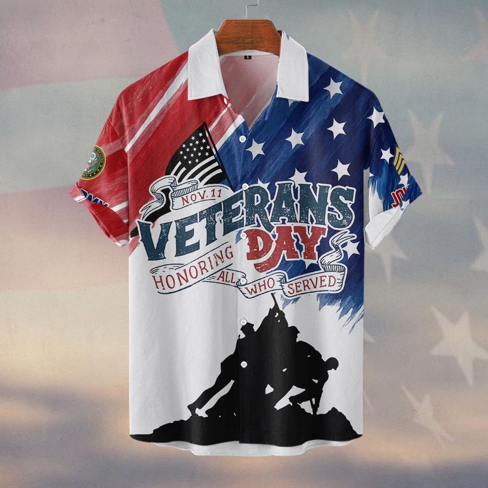 Customized U.S Veterans Day Hawaiian Shirt