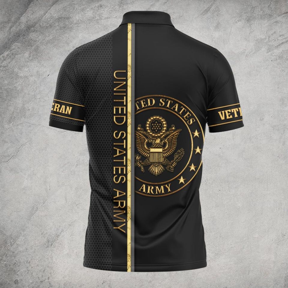 Customized US Veteran Proudly Served Polo Shirt – Patriotic Military Gift for Men