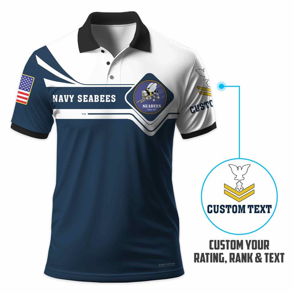 Customized US Navy Seabees Veteran Polo Shirt