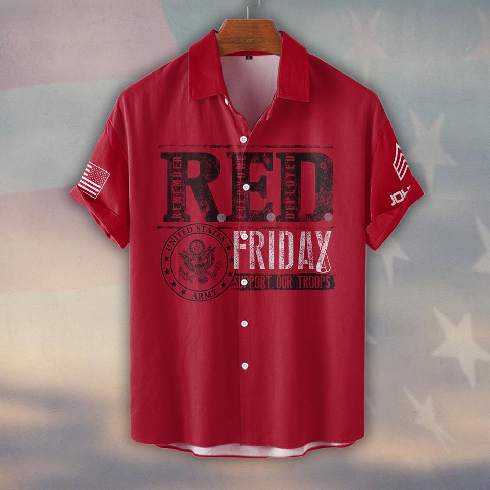 Customized U.S Veteran RED Friday Support Our Troops Hawaiian Shirt