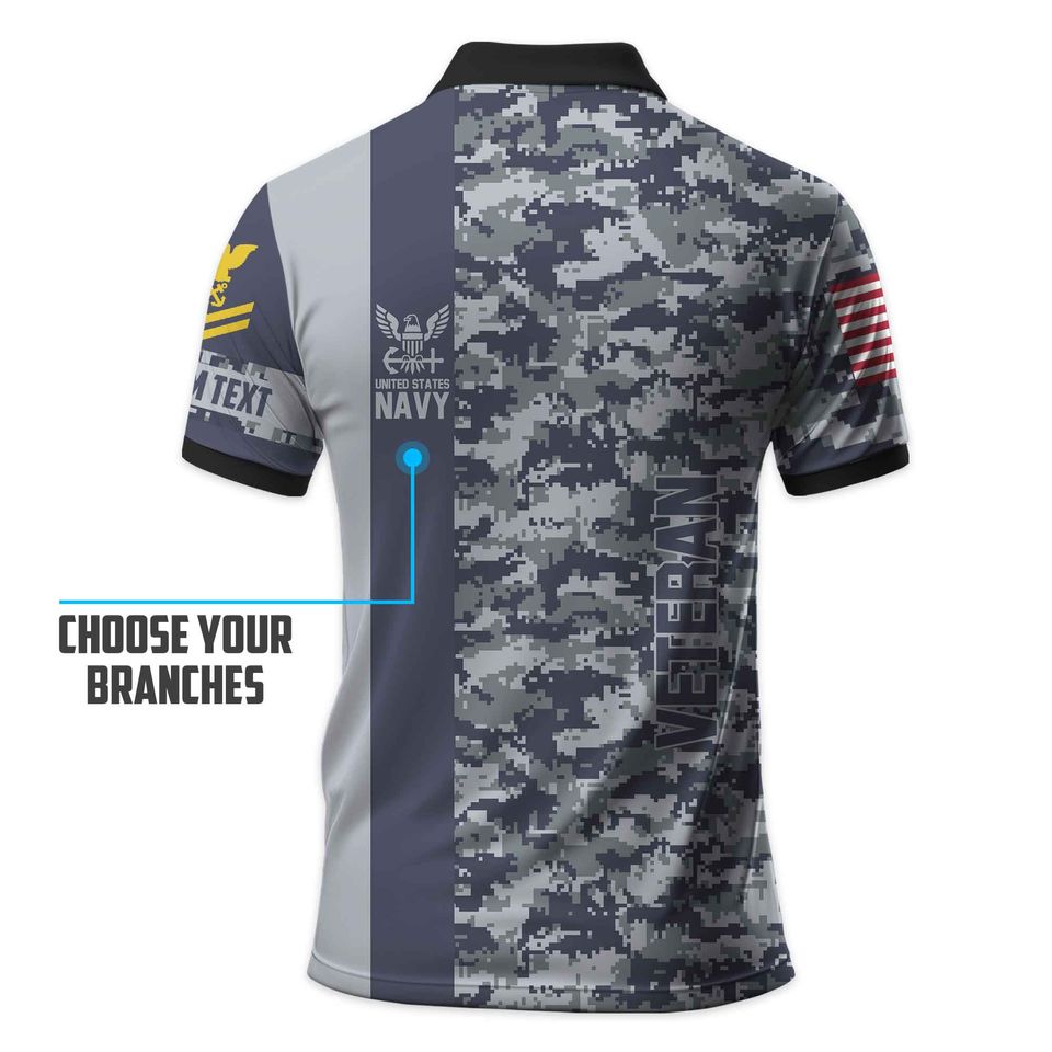 Customized U.S. Veteran Camouflage Polo Shirt