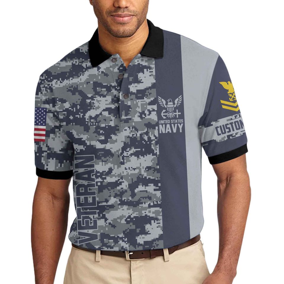 Customized U.S. Veteran Camouflage Polo Shirt