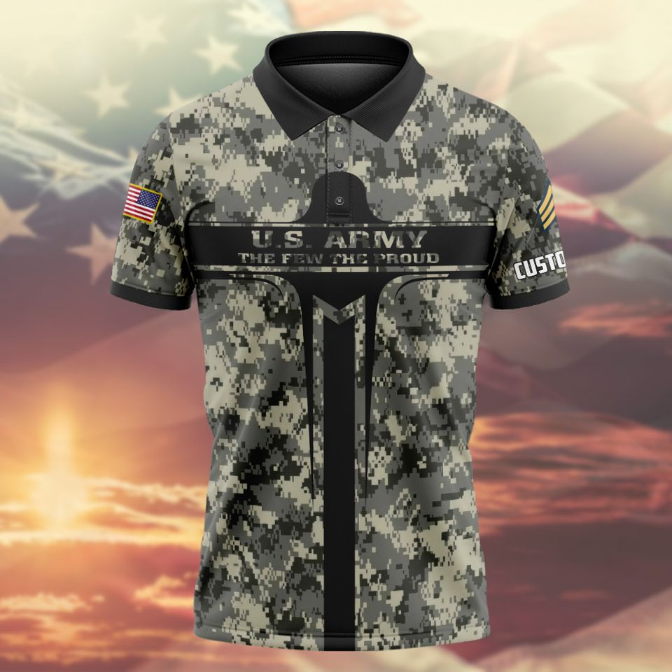 Customized US Veteran Camouflage Polo Shirt – Gift for Veterans