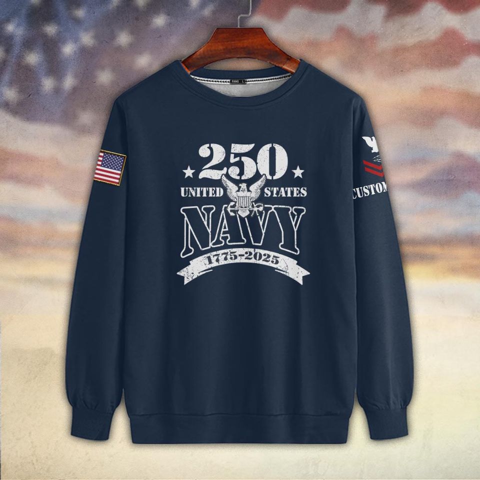 Customized US Navy 250 Years Pride Sweater