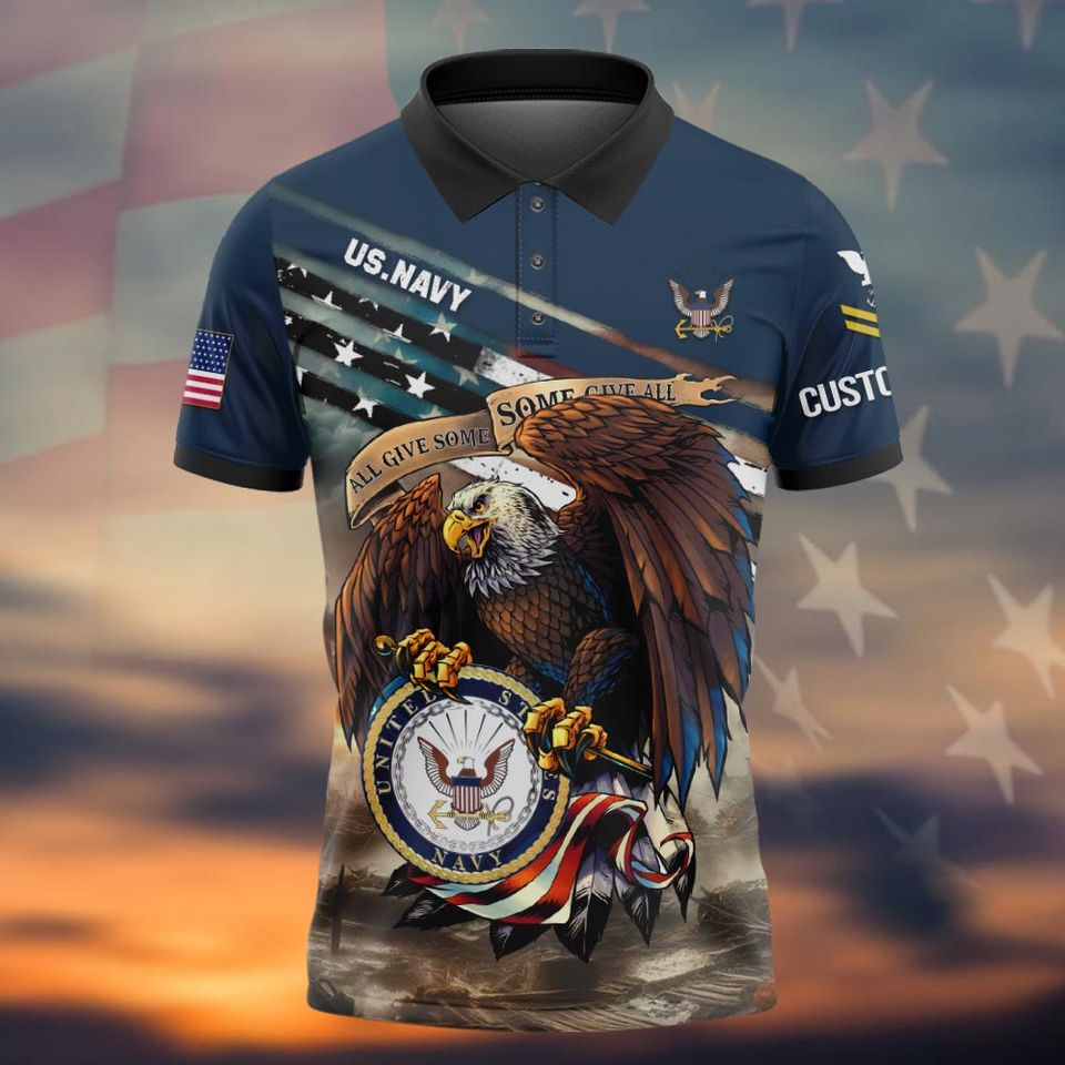 Customized US Navy Veteran Polo Shirt