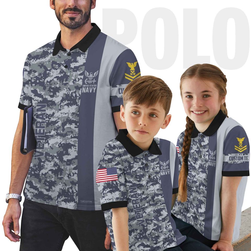 Customized U.S. Veteran Camouflage Polo Shirt