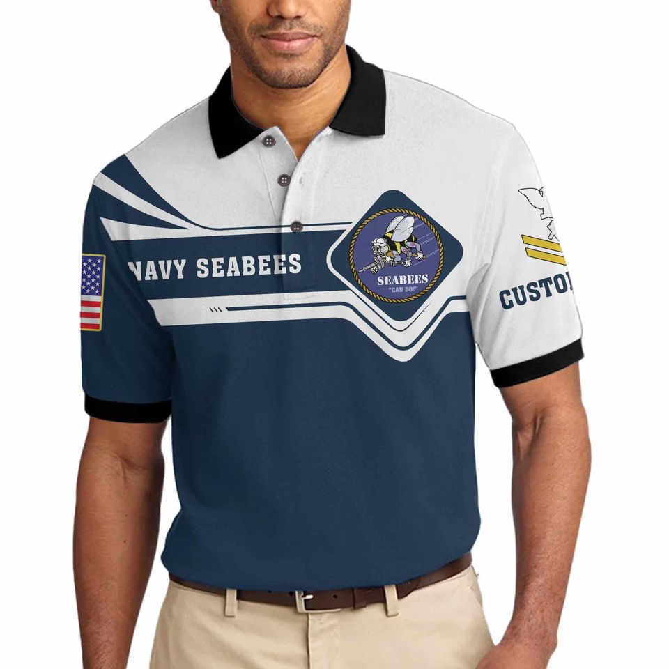 Customized US Navy Seabees Veteran Polo Shirt