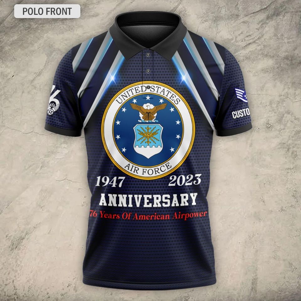 Customized US AirForce 76th Anniversary Polo Shirt – Gift for Veterans