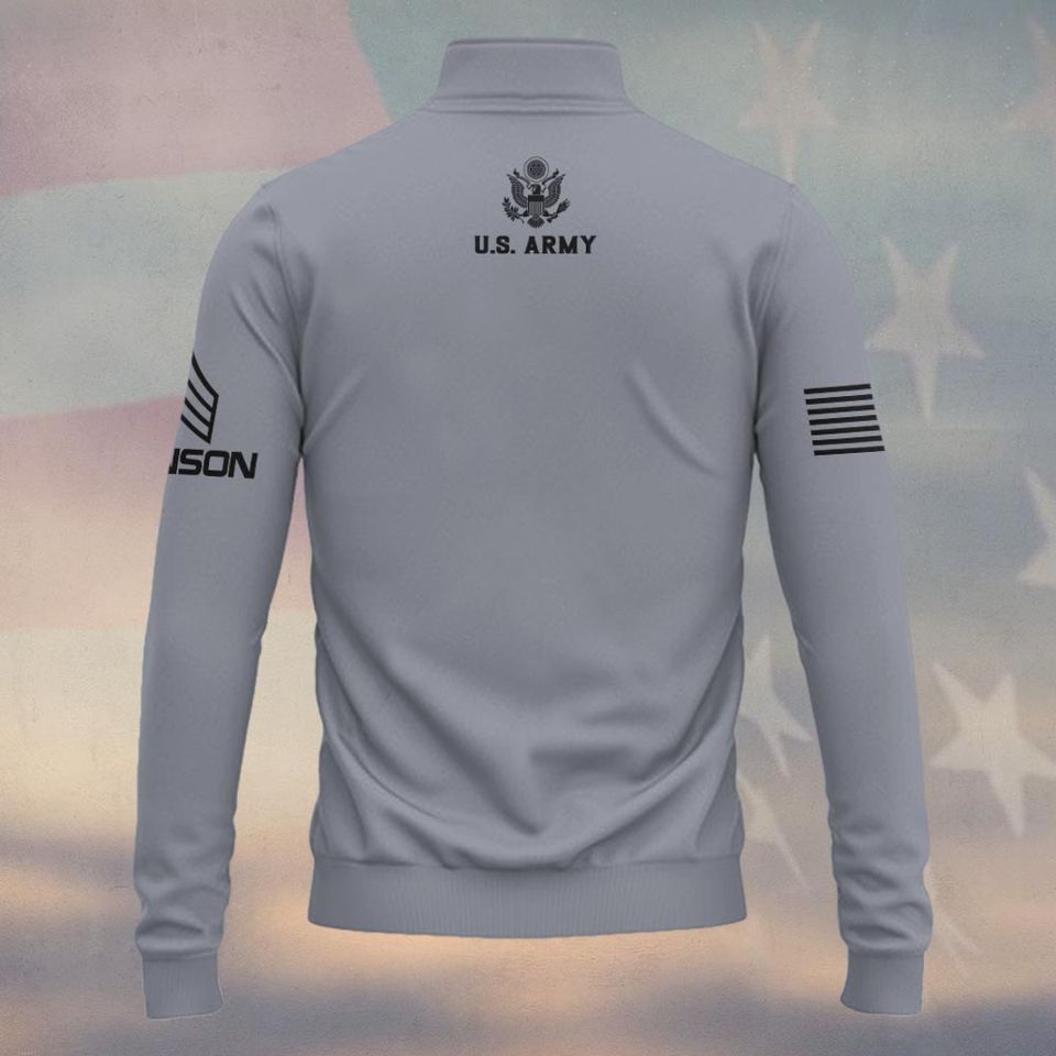 Customized Proud American Veteran Zip Neck Sweater