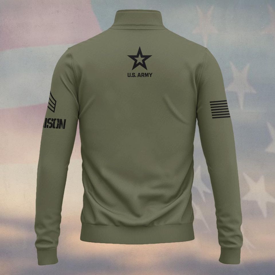 Customized US AM Front Toward Enemy Zip Neck Sweater