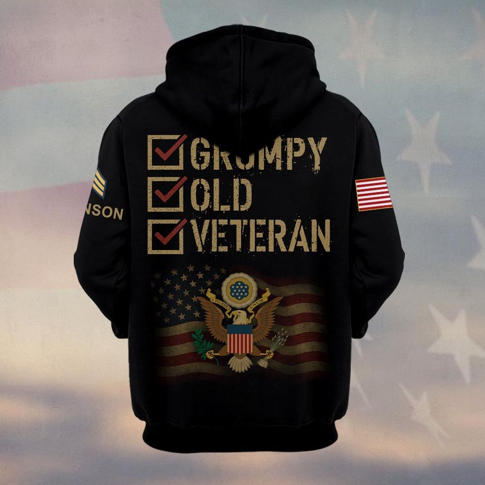 Customized U.S Veteran Grumpy Old 3D Hoodie