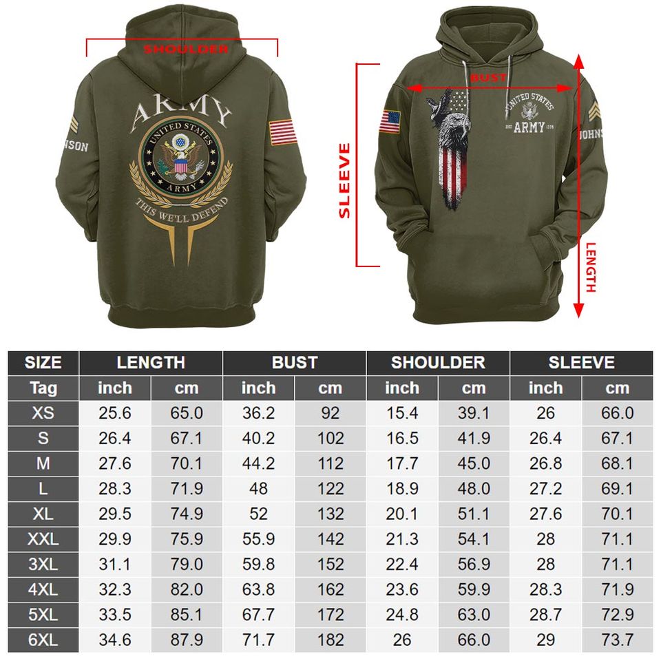 United States Military Motto 3D Hoodie