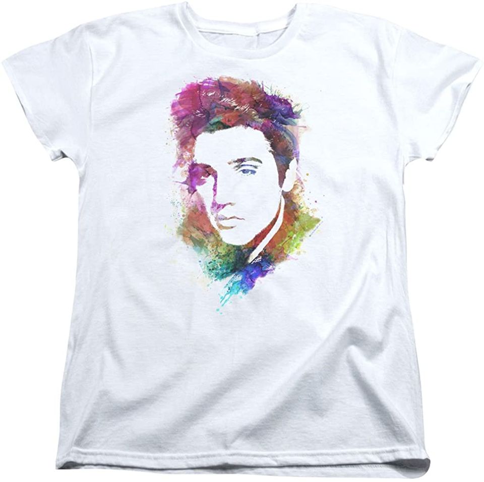 Elvis Presley Watercolor King Womens Short Sleeve T-Shirt