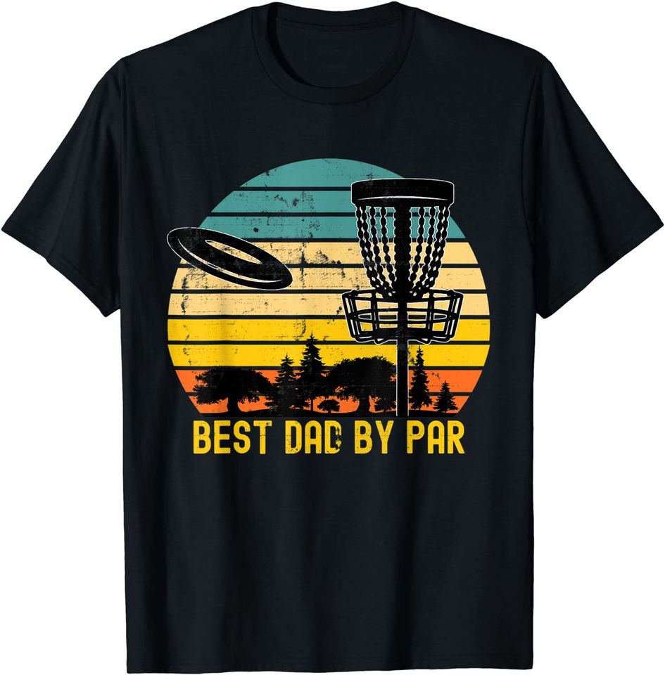 Mens Vintage Disc Golf Dad Present - Best Dad By Par Disk Golf T-Shirt