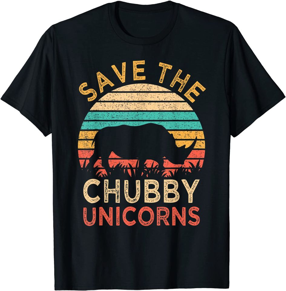 Save The Chubby Unicorns Vintage Funny Rhino Animal Rights T-Shirt