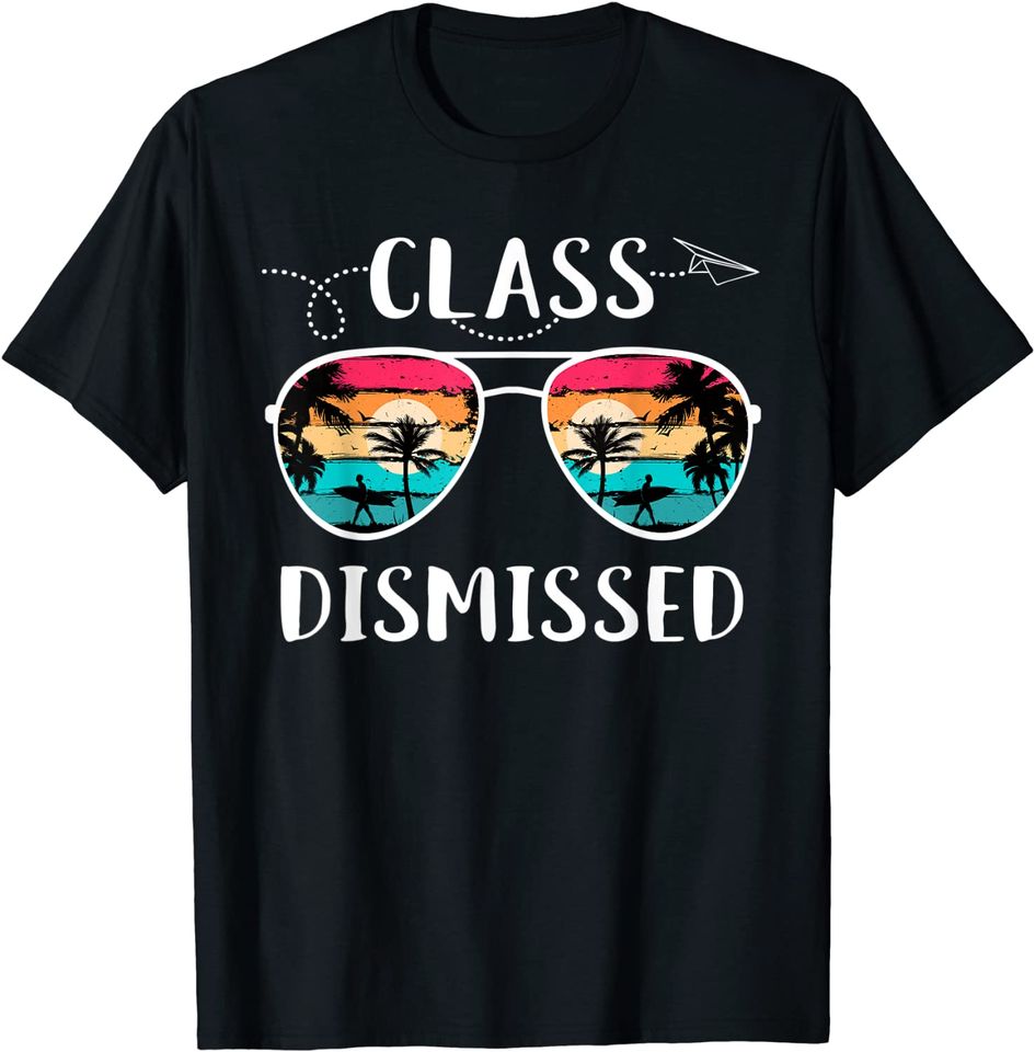 Vintage Teacher Class DIsmissed Sunglasses sunset Surfing T-Shirt