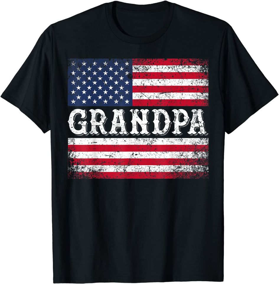 Grandpa Vintage USA Flag Patriotic 4th of July T-Shirt T-Shirt