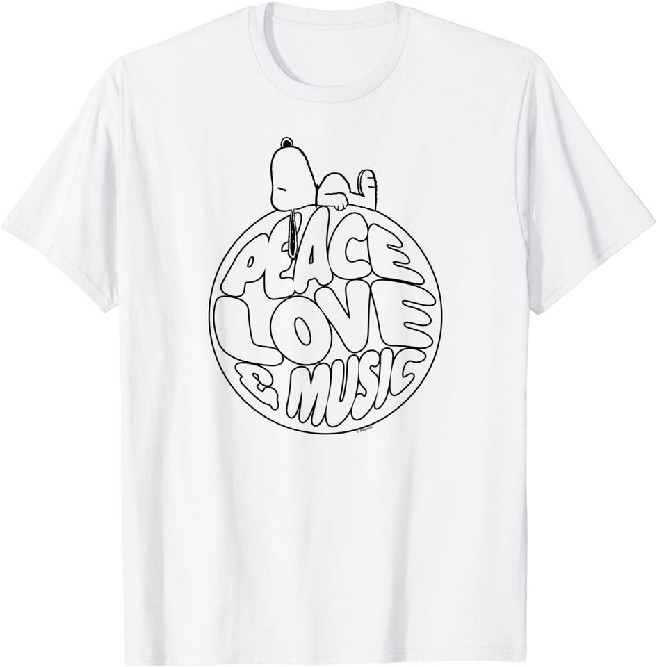Peanuts Woodstock 50th Anniversary Peace Love and Music T-Shirt