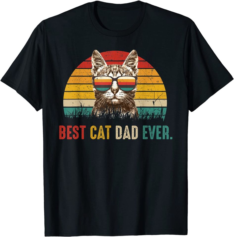 Mens Best Cat Dad Ever Funny Vintage Best Cat Dad ever T-Shirt
