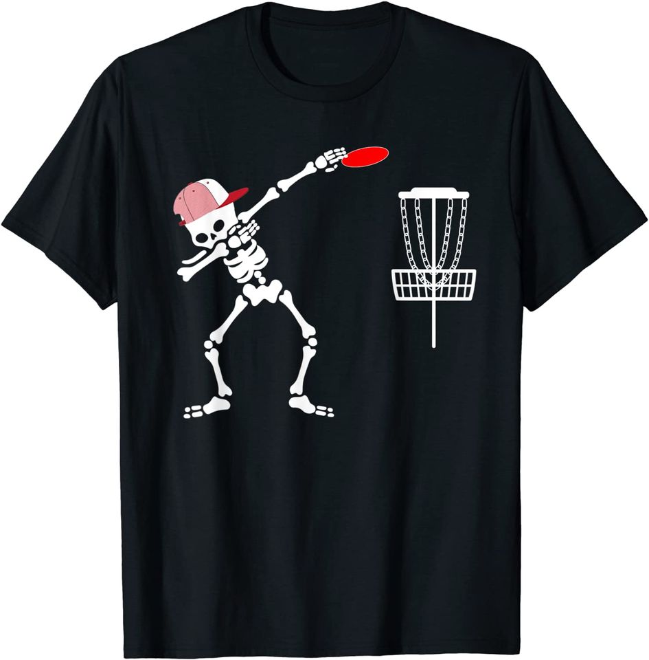 dabbing Skeleton wear hat Disc Golf Player Halloween Costume T-Shirt