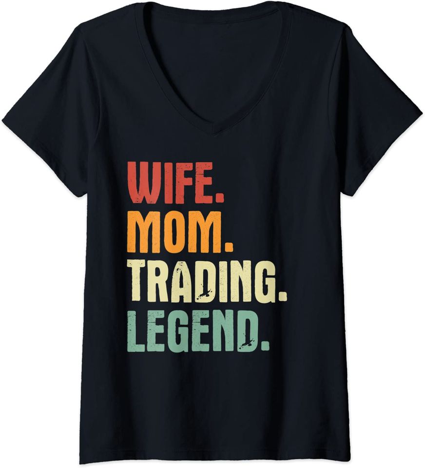 Womens Funny mom Stock Trader Shirt Day Trading Crypto Bitcoin V-Neck T-Shirt