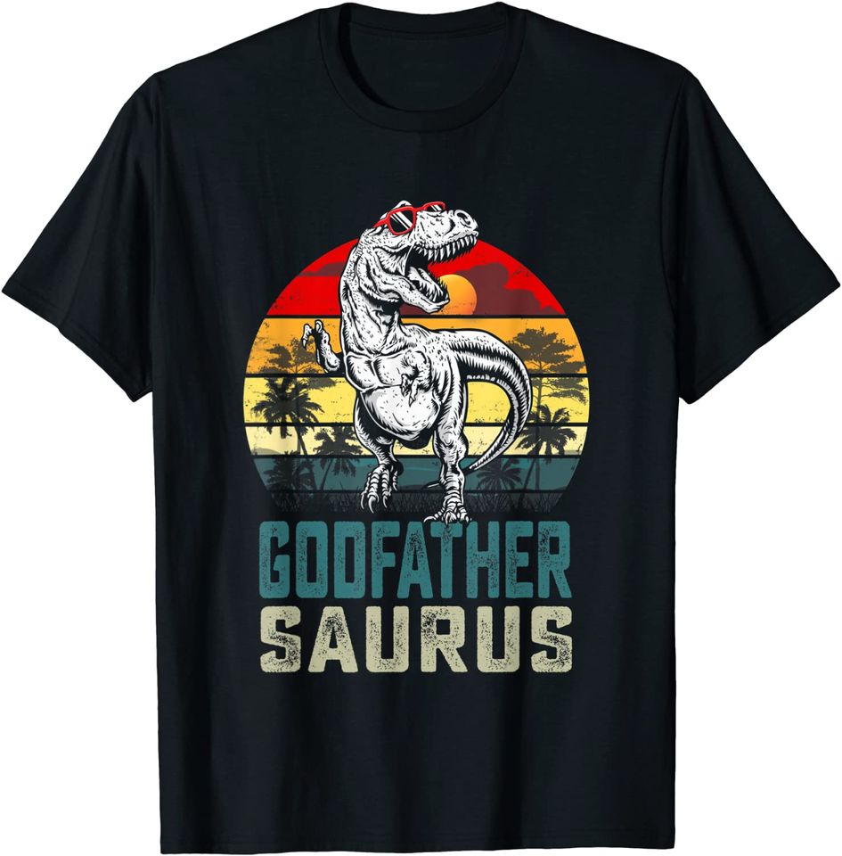 Godfathersaurus T Rex Dinosaur Godfather Saurus Fathers Day T-Shirt