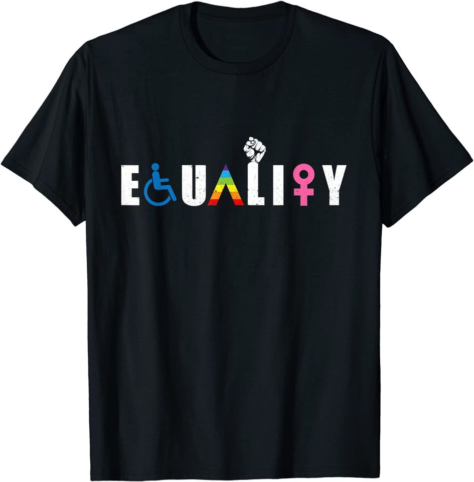 Equality LGBT-Q Gay Pride Flag Proud Ally Rainbow Fist T-Shirt
