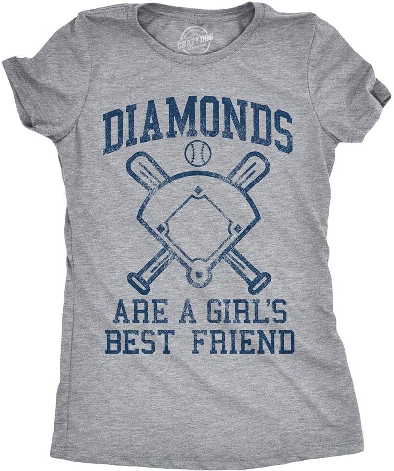 Womens Diamonds are A Girls Best Friend Tshirt Funny Cute Baseball for Ladies