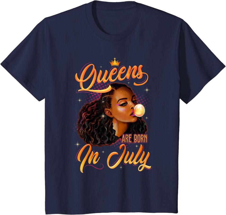 Queen Are Born In July Shirt Cancer Leo Black Women Birthday T-Shirt