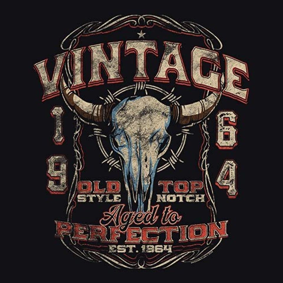 57th Birthday Shirt for Men - Vintage 1964 Aged to Perfection - Bull Skull