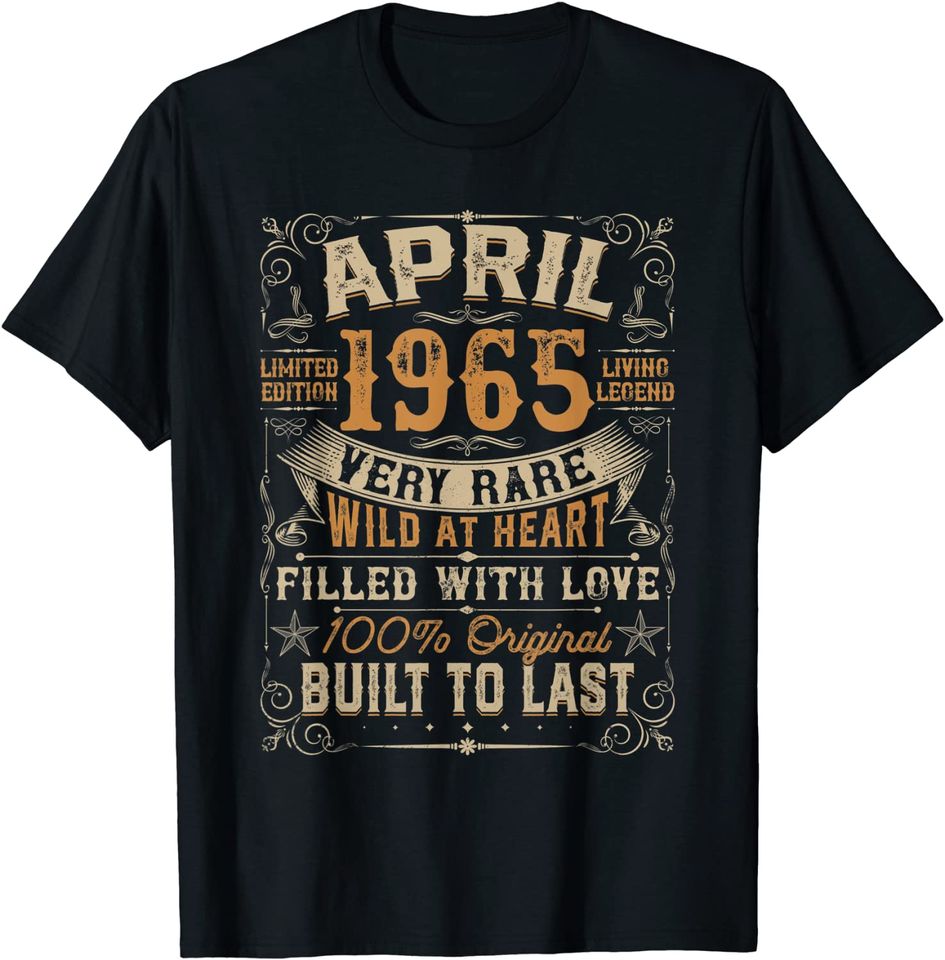 Born In April 1965 56th Birthday Gift Retro 56 Years Old T-Shirt