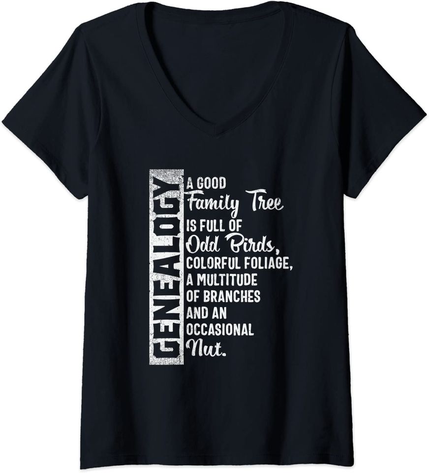 Womens Custom Family Tree, Genealogy Design for Genealogist V-Neck T-Shirt
