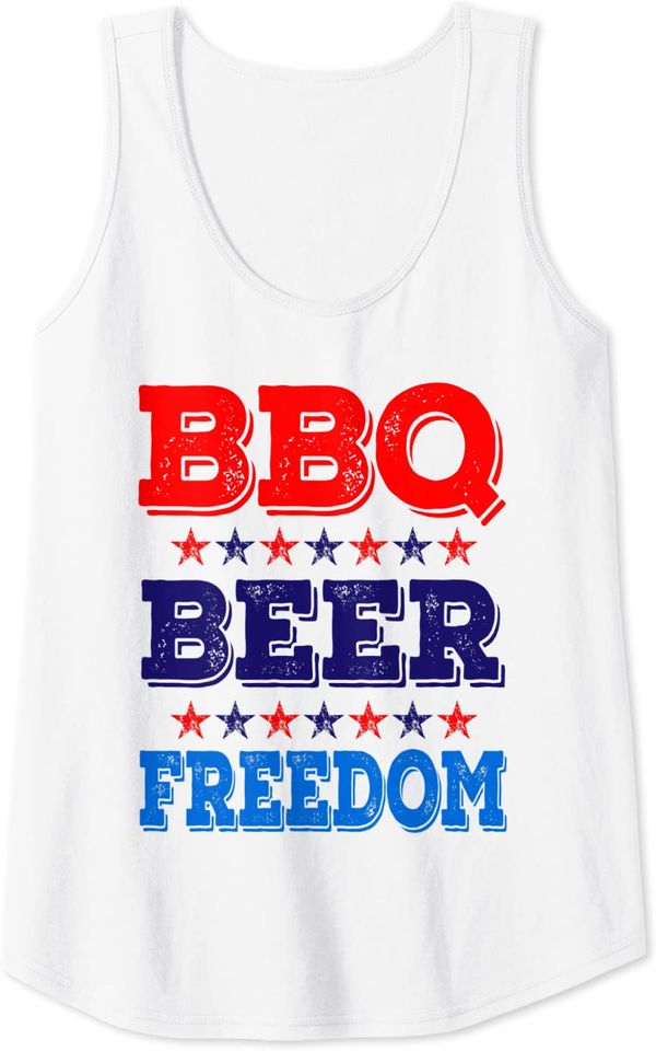 BBQ Beer Freedom America USA Party 4th of July Summer Gift Tank Top