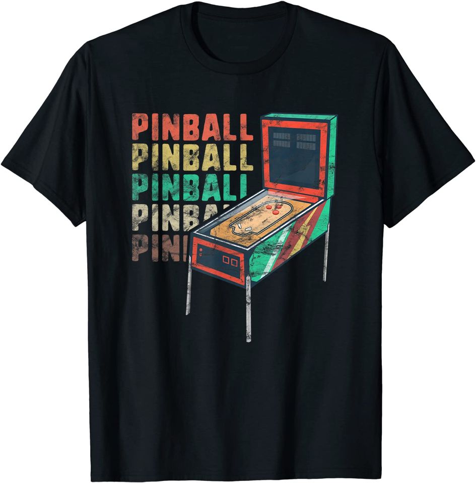 Retro Pinball Machine T-Shirt Women Men Gamer Geek Vintage T-Shirt