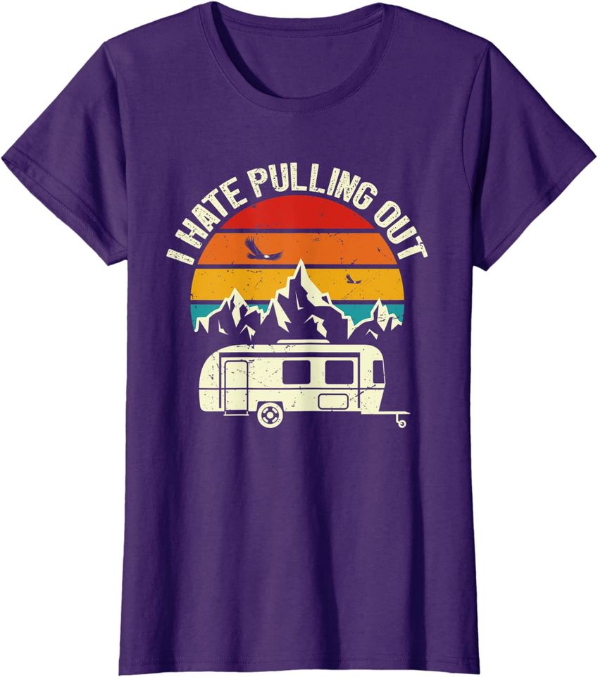 Retro Vintage Mountains I Hate Pulling Out Funny Camping Hoodie