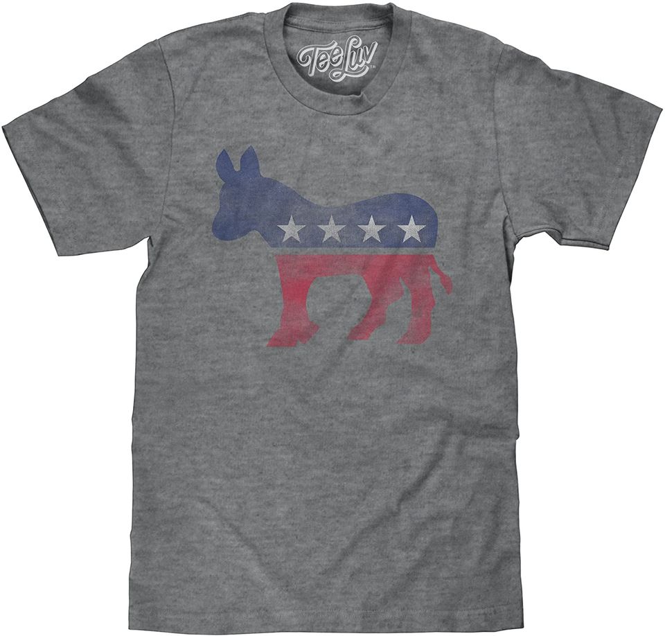 Tee Luv Democrat Donkey T-Shirt - Soft Touch Grey Shirt